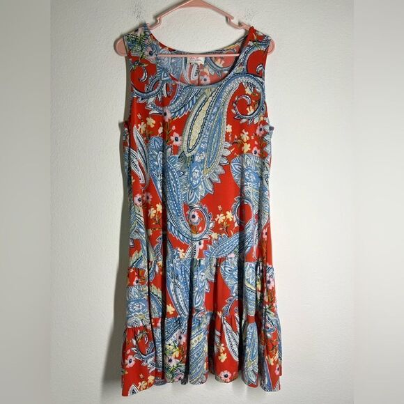 ivy line Dresses & Skirts - IVY LINE BOHEMIAN Multi Color Paisley Print Dress SIZE XL